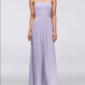 David’s Bridal strapless chiffon dress with pleated bodice Iris